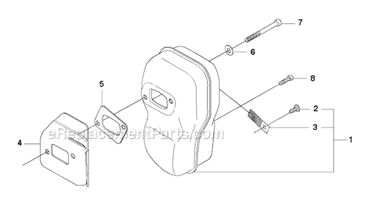 Muffler Diagram and Parts List for 343F 2010-09 Husqvarna Brush Cutter