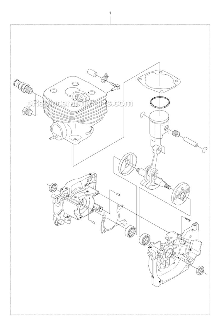 Short Block Diagram and Parts List for 343F 2010-09 Husqvarna Brush Cutter