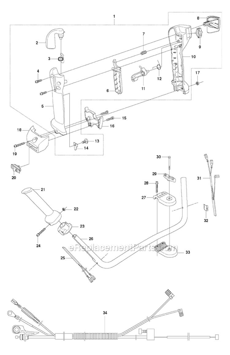 Throttle Controls 2 Diagram and Parts List for 343F 2010-09 Husqvarna Brush Cutter