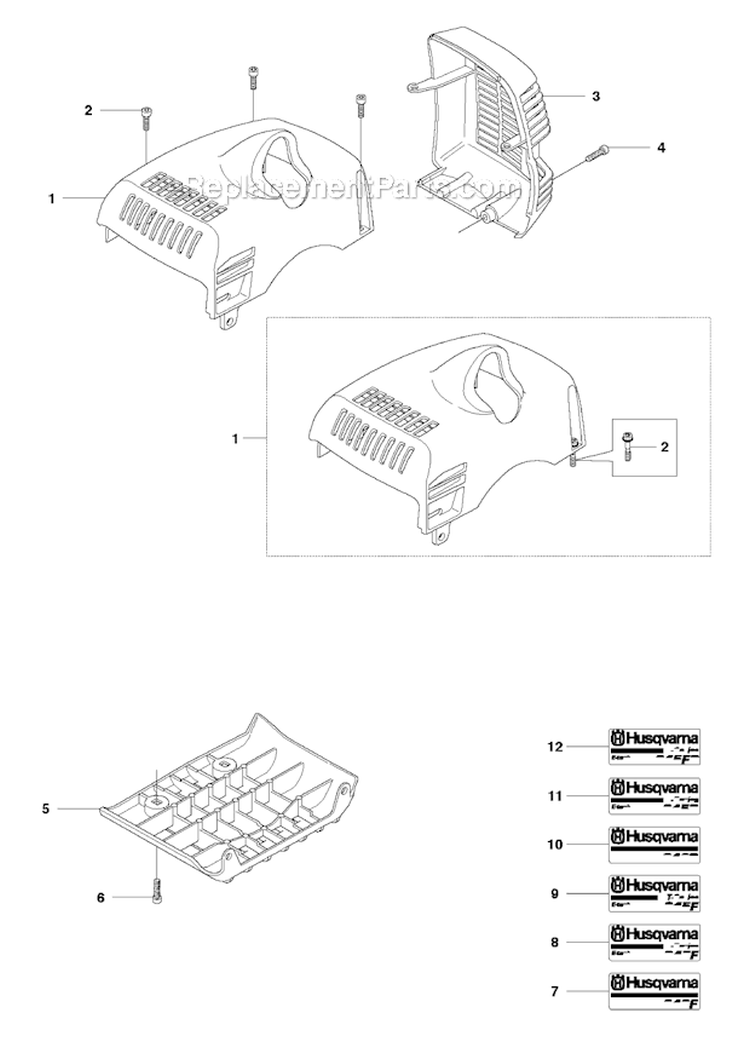 Cover Diagram and Parts List for 343F 2010-09 Husqvarna Brush Cutter