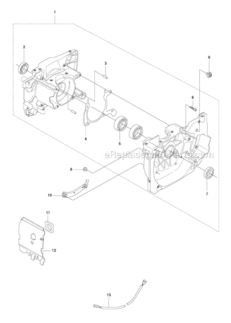 Crankcase Diagram and Parts List for 343F 2010-09 Husqvarna Brush Cutter