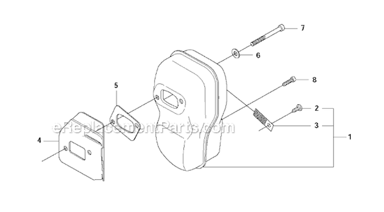 Muffler Diagram and Parts List for 343F 2011-02 Husqvarna Brush Cutter
