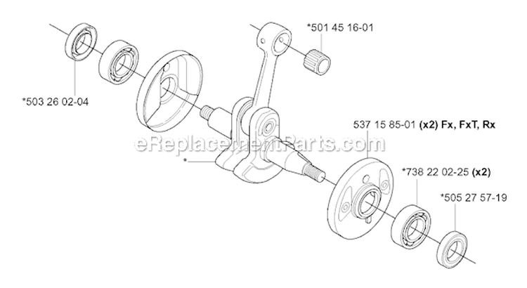 Crankshaft Diagram and Parts List for 343R 2004-08 Husqvarna Brush Cutter
