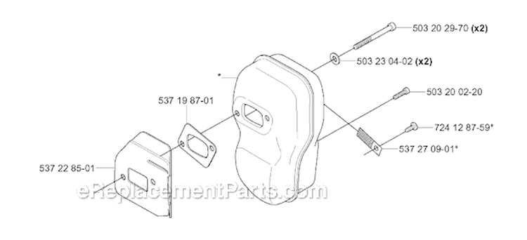 Muffler Diagram and Parts List for 343R 2004-08 Husqvarna Brush Cutter