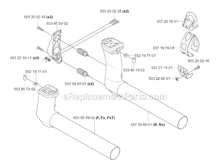 Tower Diagram and Parts List for 343R 2004-08 Husqvarna Brush Cutter