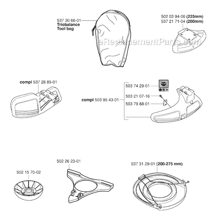 Accessories 1 Diagram and Parts List for 343R 2006-10 Husqvarna Brush Cutter
