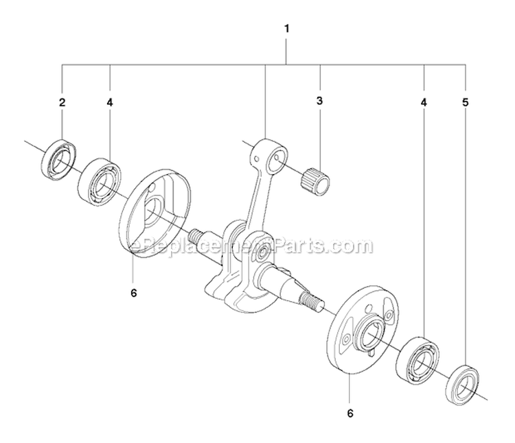 Crankshaft Diagram and Parts List for 343R 2010-09 Husqvarna Brush Cutter
