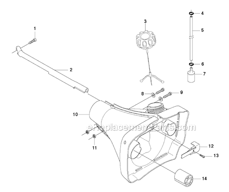 Fuel Tank Diagram and Parts List for 343R 2010-09 Husqvarna Brush Cutter
