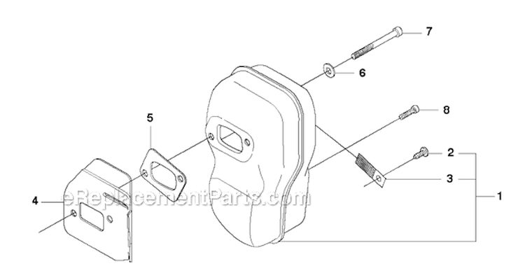 Muffler Diagram and Parts List for 343R 2010-09 Husqvarna Brush Cutter