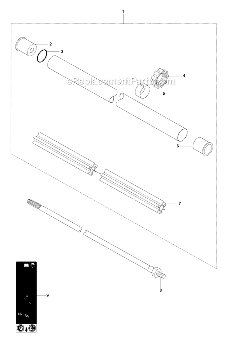 Shaft Diagram and Parts List for 343R 2010-09 Husqvarna Brush Cutter