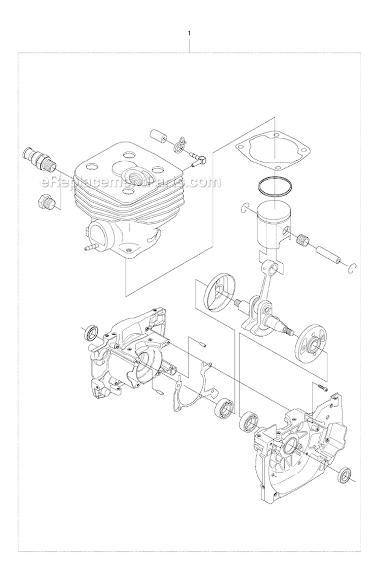 Short Block Diagram and Parts List for 343R 2010-09 Husqvarna Brush Cutter