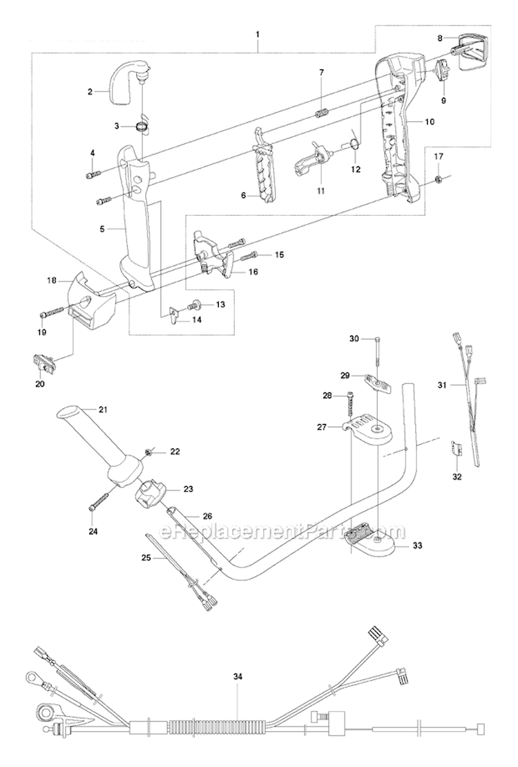 Throttle Controls 2 Diagram and Parts List for 343R 2010-09 Husqvarna Brush Cutter
