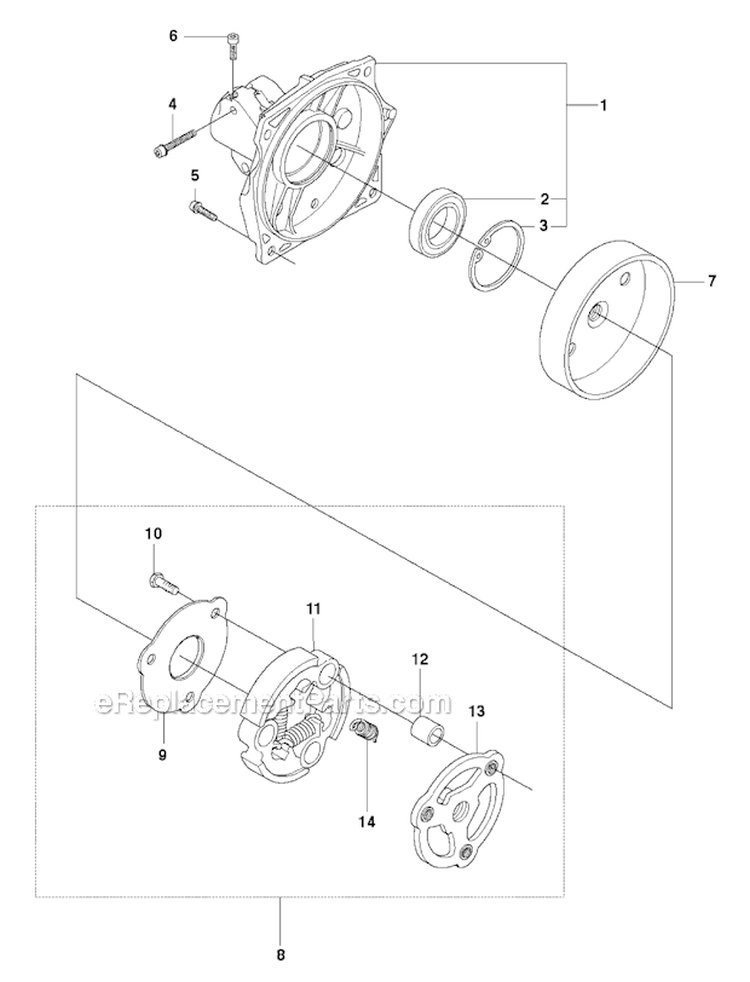 Clutch Diagram and Parts List for 343R 2010-09 Husqvarna Brush Cutter