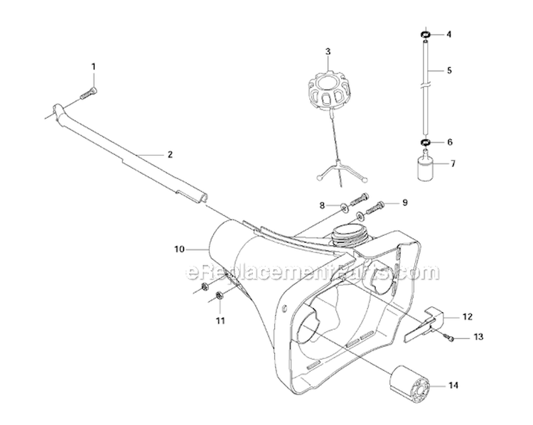 Fuel Tank Diagram and Parts List for 343R 2011-02 Husqvarna Brush Cutter