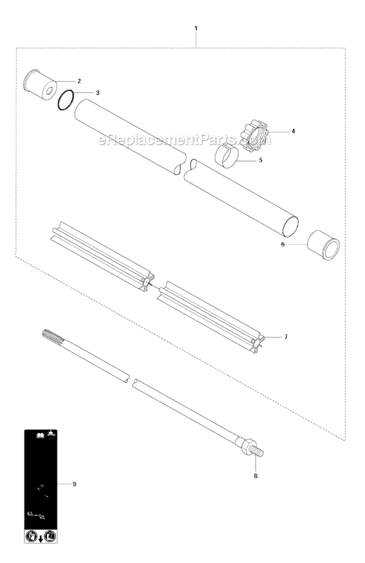 Shaft Diagram and Parts List for 343R 2011-02 Husqvarna Brush Cutter