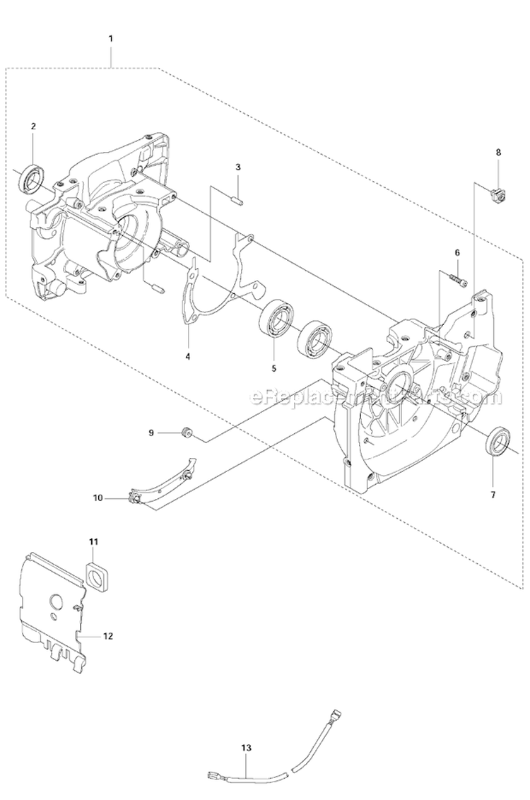 Crankcase Diagram and Parts List for 343R 2011-02 Husqvarna Brush Cutter