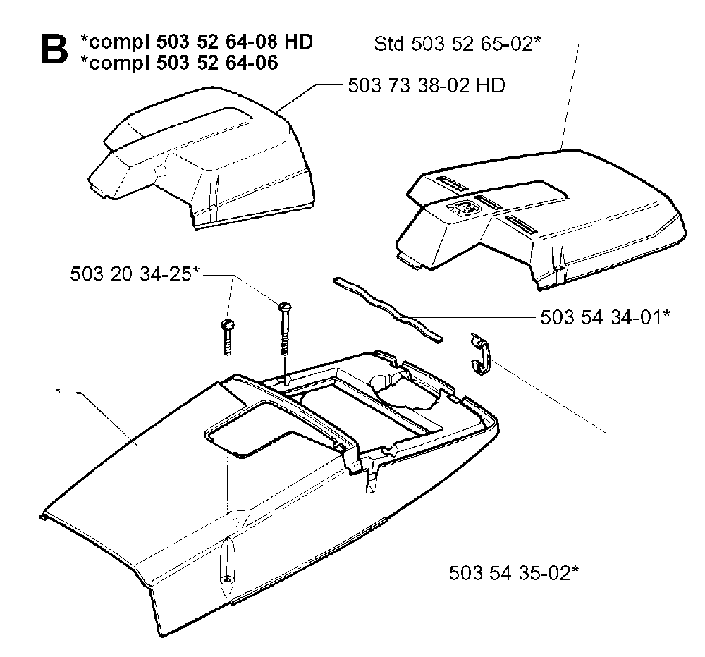 Cover Diagram and Parts List for 394XPEPA 19980900001 Husqvarna Chainsaw
