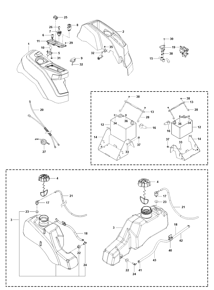 Ignition System Diagram and Parts List for Z254F  Husqvarna Lawn Mower