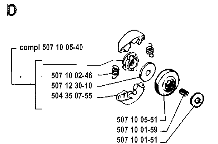 Clutch Diagram and Parts List for 35 19902200001-Current Husqvarna Chainsaw