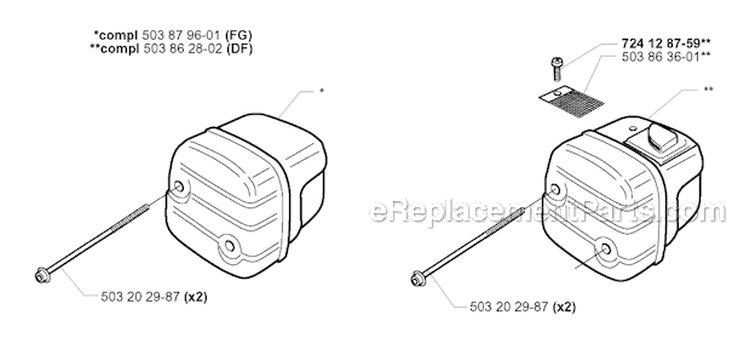 Muffler Diagram and Parts List for 345EPA 1999-09 Husqvarna Chainsaw