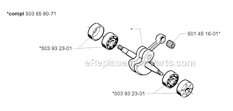 Crankshaft Diagram and Parts List for 345EPA 1999-09 Husqvarna Chainsaw