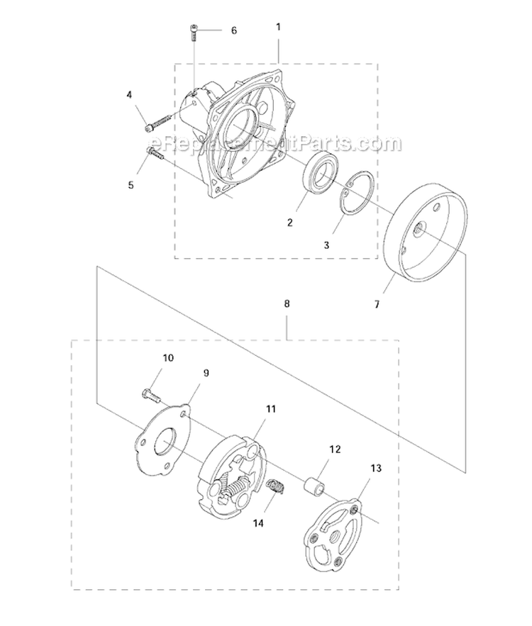 Clutch Diagram and Parts List for 345FR 2011-03 Husqvarna Brush Cutter