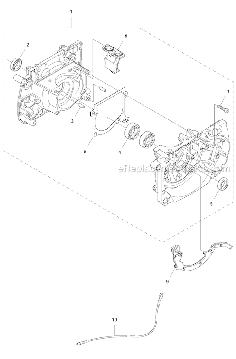 Crankcase Diagram and Parts List for 345FR 2011-03 Husqvarna Brush Cutter
