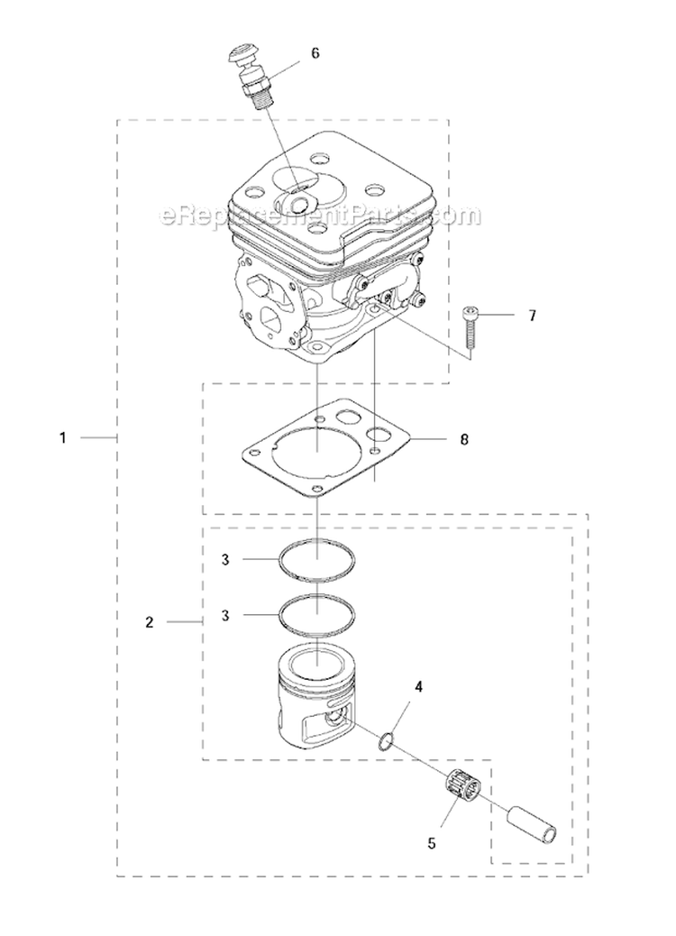 Cylinder Piston Diagram and Parts List for 345FR 2011-03 Husqvarna Brush Cutter
