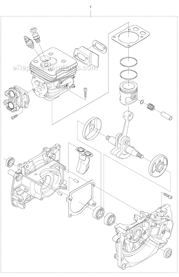 Short Block Diagram and Parts List for 345FR 2011-03 Husqvarna Brush Cutter