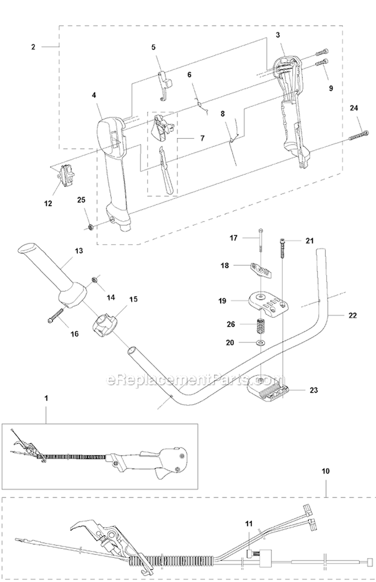 Throttle Controls Diagram and Parts List for 345FR 2011-03 Husqvarna Brush Cutter