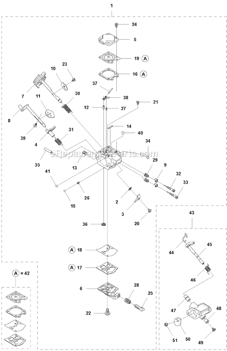 Carburetor Diagram and Parts List for 345FR 2011-03 Husqvarna Brush Cutter