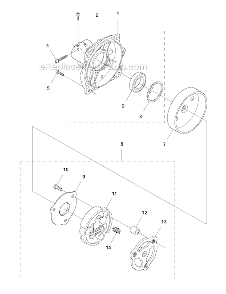 Clutch Diagram and Parts List for 345FR 2012-12 Husqvarna Brush Cutter