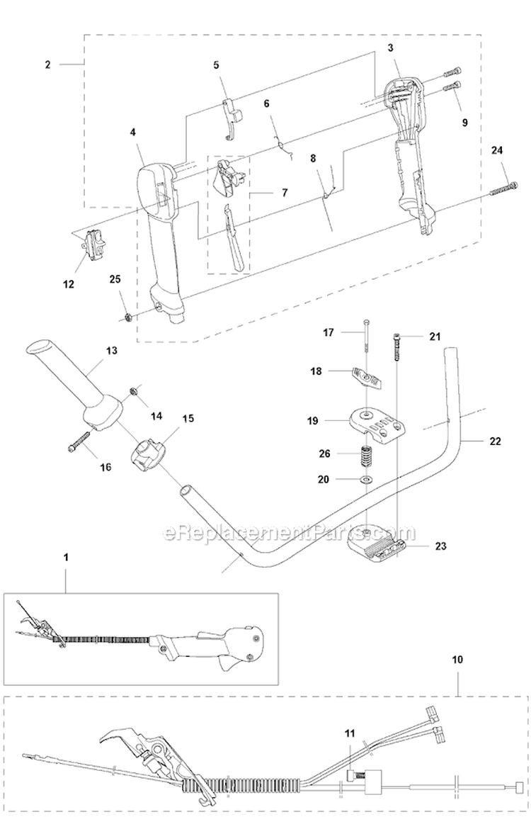 Throttle Controls Diagram and Parts List for 345FR 2012-12 Husqvarna Brush Cutter