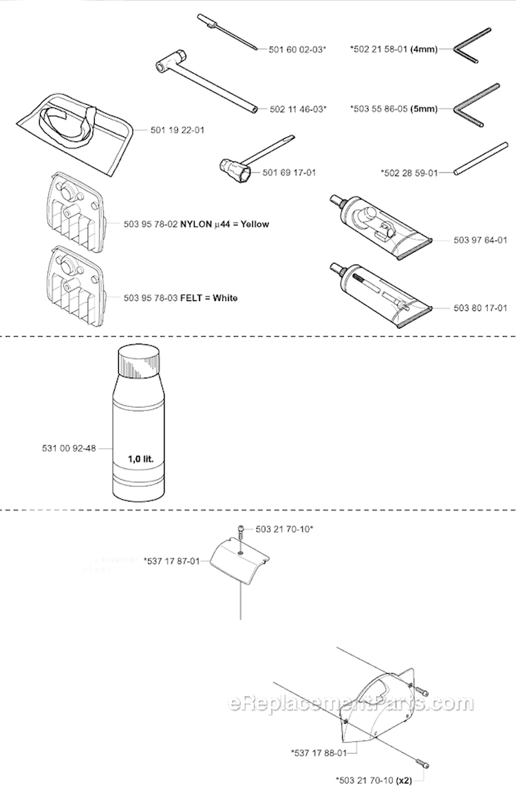 Accessories 1 Diagram and Parts List for 345FXT 2004-08 Husqvarna Brush Cutter