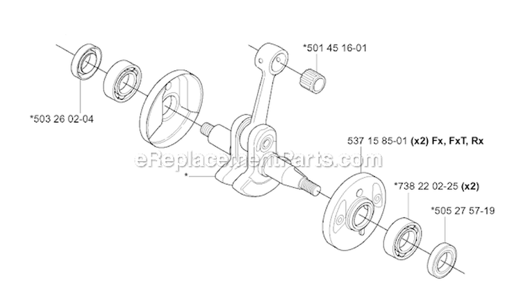 Crankshaft Diagram and Parts List for 345FXT 2004-08 Husqvarna Brush Cutter