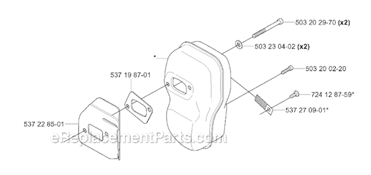 Muffler Diagram and Parts List for 345FXT 2004-08 Husqvarna Brush Cutter