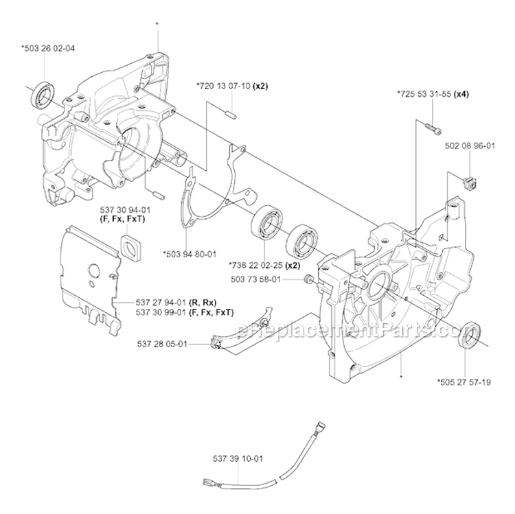 Crankcase Diagram and Parts List for 345FXT 2004-08 Husqvarna Brush Cutter
