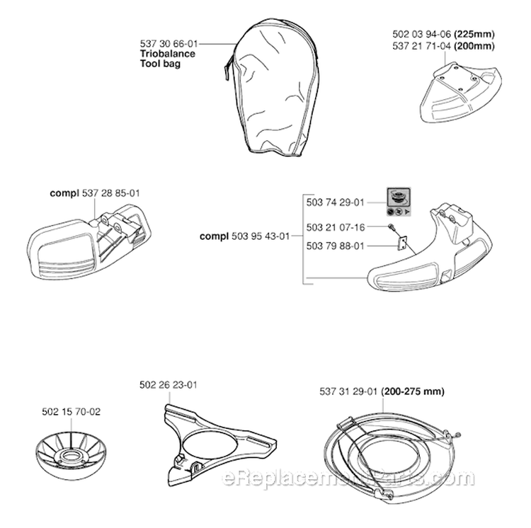 Accessories Diagram and Parts List for 345FXT 2006-10 Husqvarna Brush Cutter