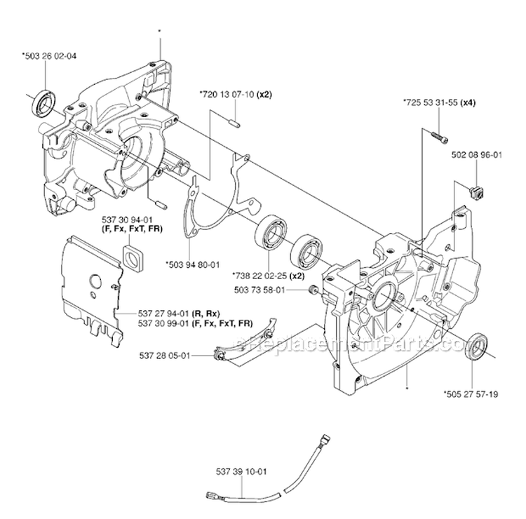 Crankcase Diagram and Parts List for 345FXT 2006-10 Husqvarna Brush Cutter