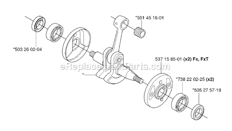 Crankshaft Diagram and Parts List for 345FXT 2006-10 Husqvarna Brush Cutter