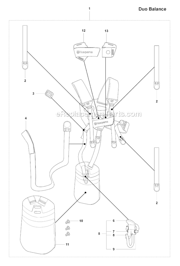 Harness (Duo Balance) Diagram and Parts List for 345FXT 2008-05 Husqvarna Brush Cutter