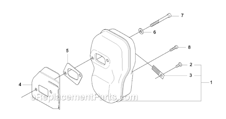 Muffler Diagram and Parts List for 345FXT 2008-05 Husqvarna Brush Cutter