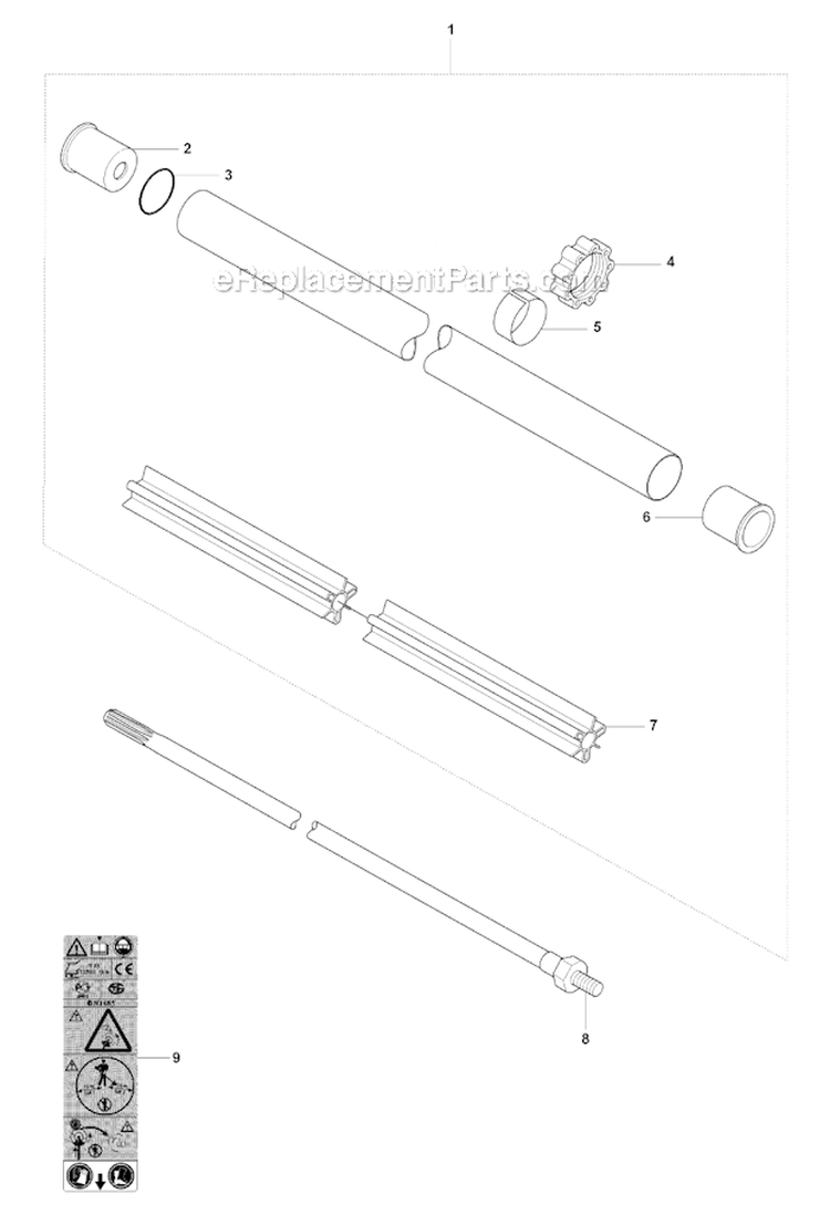 Shaft Diagram and Parts List for 345FXT 2008-05 Husqvarna Brush Cutter