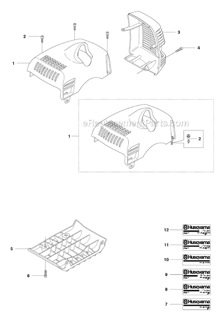 Cover Diagram and Parts List for 345FXT 2010-09 Husqvarna Brush Cutter