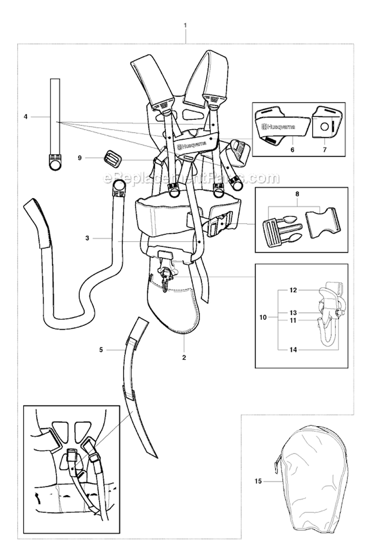Harness (Trio Balance) Diagram and Parts List for 345FXT 2010-09 Husqvarna Brush Cutter