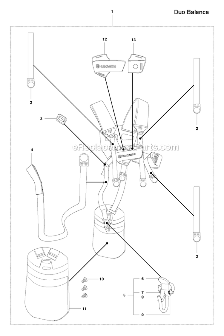 Harness (Duo Balance) Diagram and Parts List for 345FXT 2010-09 Husqvarna Brush Cutter