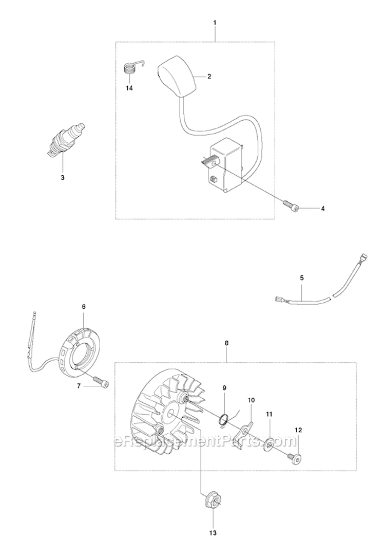 Ignition System Diagram and Parts List for 345FXT 2010-09 Husqvarna Brush Cutter