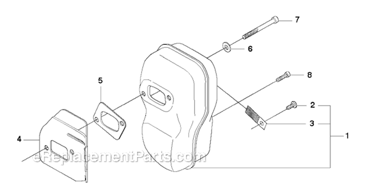 Muffler Diagram and Parts List for 345FXT 2010-09 Husqvarna Brush Cutter
