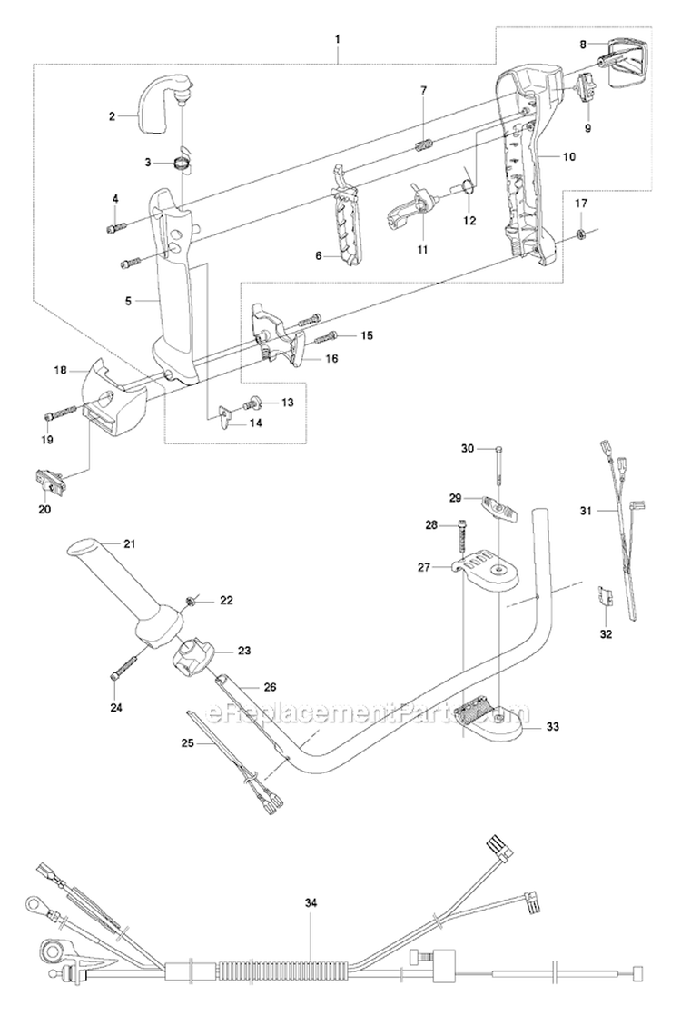 Throttle Controls Diagram and Parts List for 345FXT 2010-09 Husqvarna Brush Cutter