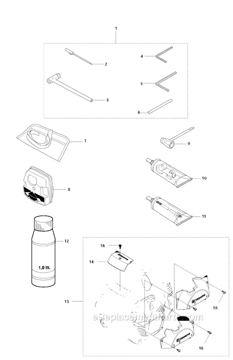 Accessories 1 Diagram and Parts List for 345FXT 2011-02 Husqvarna Brush Cutter